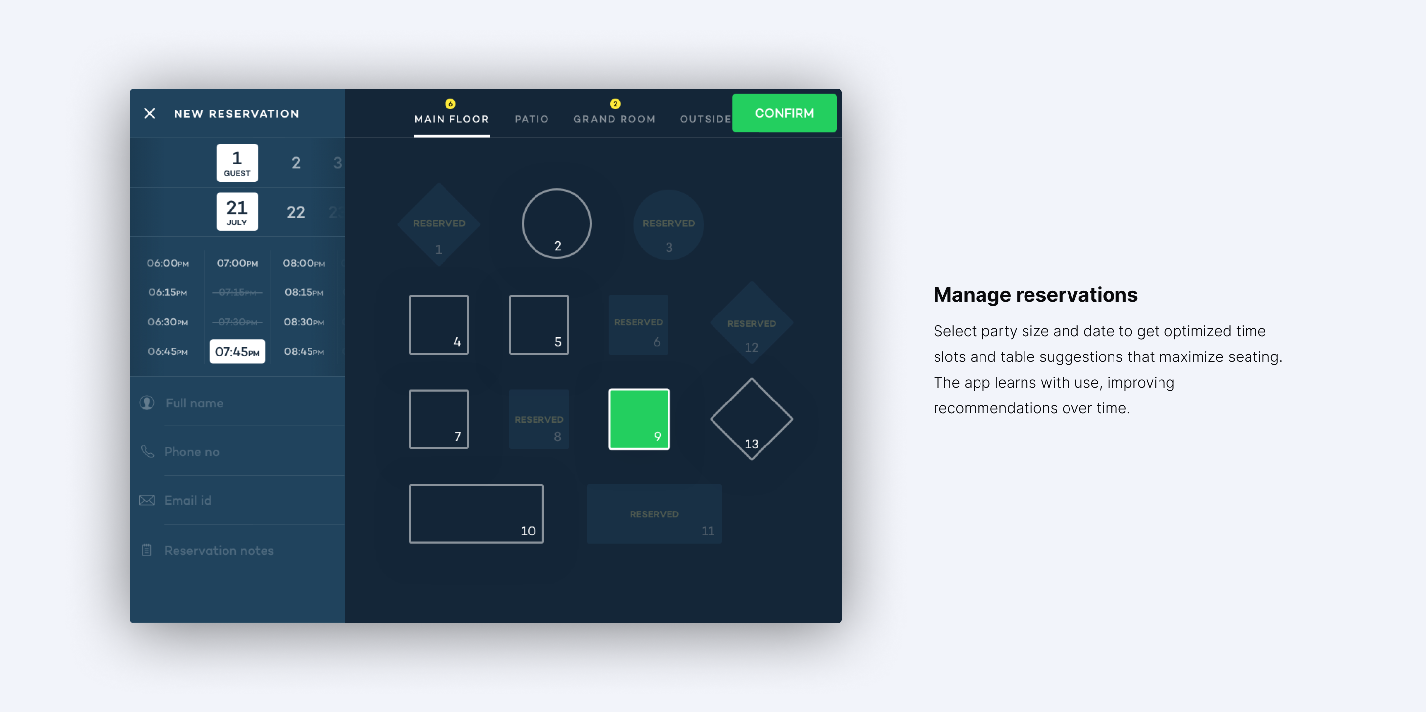 Manage Reservations on ipad