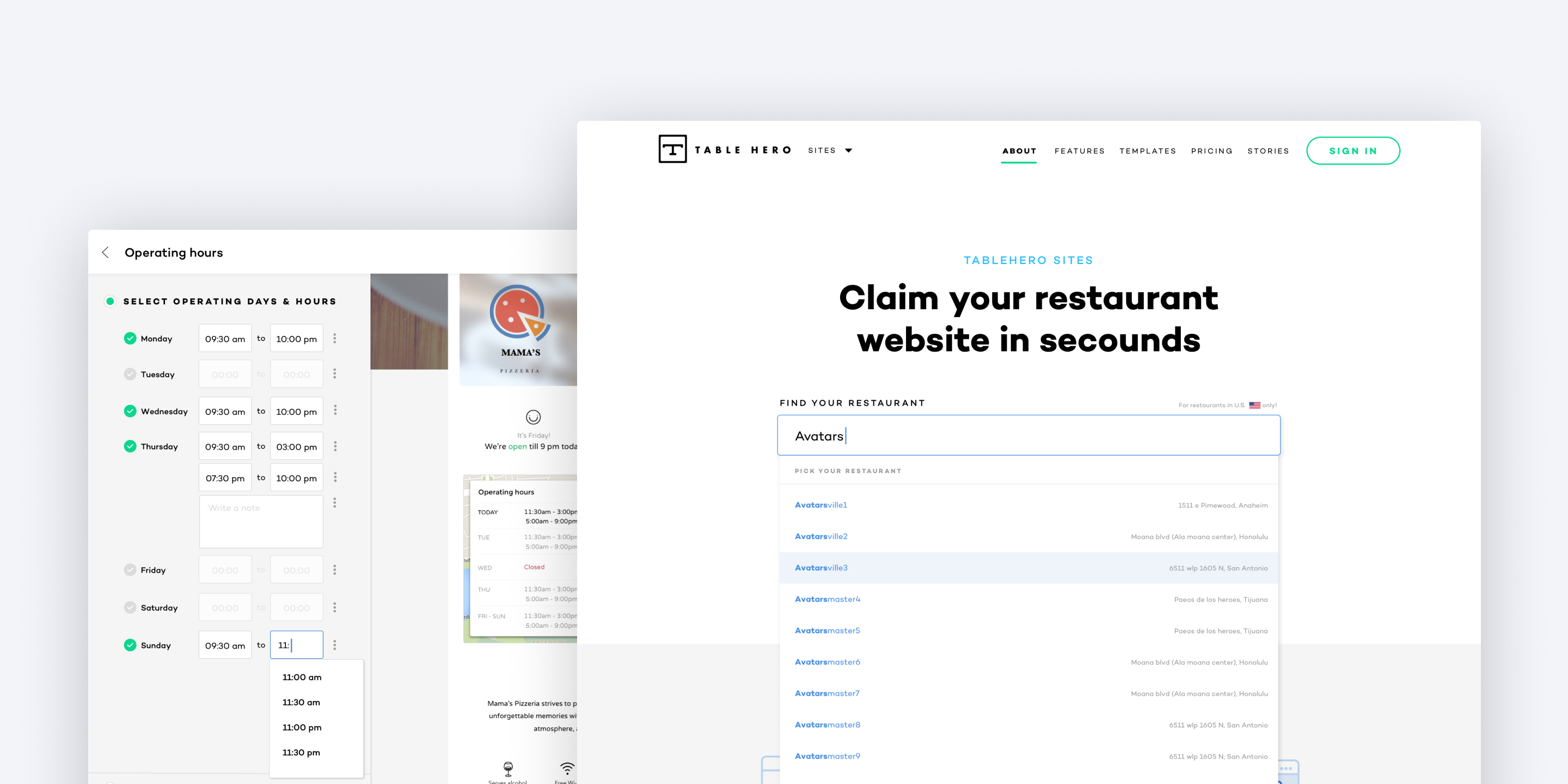 sites landing page