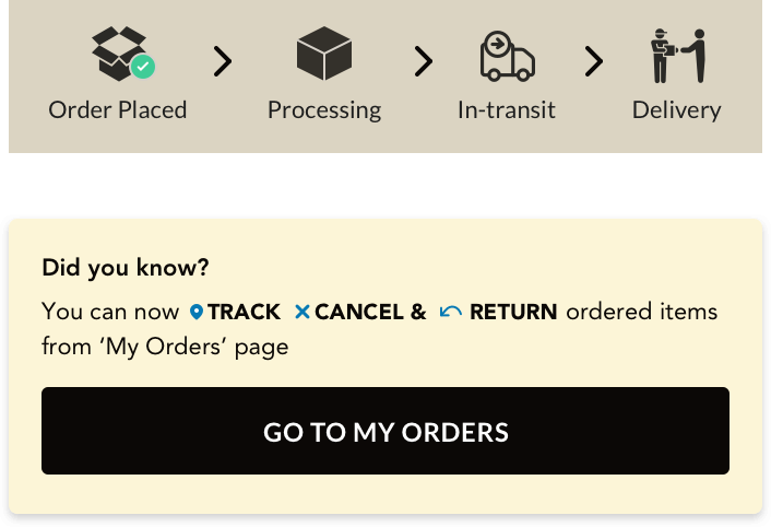 order confirmation page
